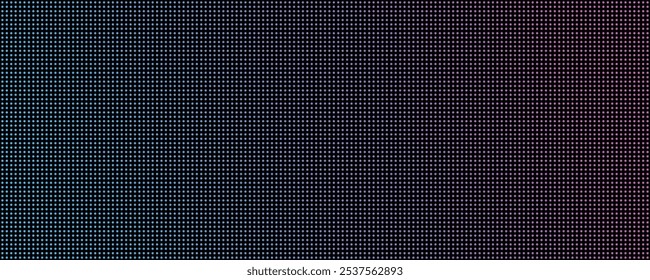 LED Video Wall Screen Texture Background, Vector blue and red purple color light LED diode dot grid video screen