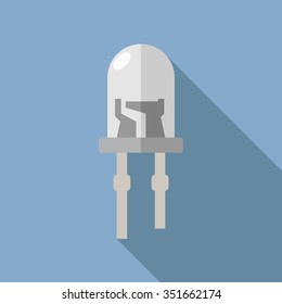 LED white. Vector illustration of light-emitting diode in a flat style design.