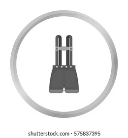 Lederhosen icon in monochrome style isolated on white background. Oktoberfest symbol stock vector illustration.