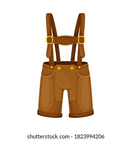 Lederhosen As National Clothing Of Bavarian Vector Illustration