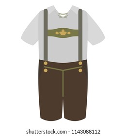 Lederhosen Oktoberfest Folk Costume - Traditional Oktoberfest folk costume for men called lederhosen isolated on white background