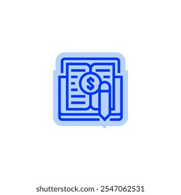 Ledger book icon with dollar sign. linear style sign for mobile concept and web design. Outline vector icon.