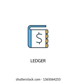 ledger concept 2 colored line icon. Simple yellow and blue element illustration. ledger concept outline symbol design