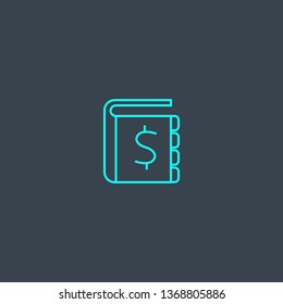 ledger concept blue line icon. Simple thin element on dark background. ledger concept outline symbol design. Can be used for web and mobile UI/UX