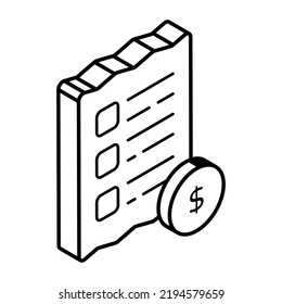 A ledger editable isometric icon