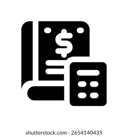 Icono de glifo de libro mayor. Icono de Vector fuerte y sólido para Sitios web, interfaces móviles, presentaciones y marca visual. Alta calidad y fácil de editar.