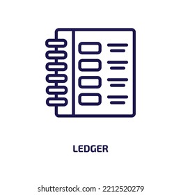 Ledger Icon From Cryptocurrency Collection. Thin Linear Ledger, Money, Data Outline Icon Isolated On White Background. Line Vector Ledger Sign, Symbol For Web And Mobile