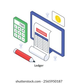 Ledger isometric Colored illustration. EPS File stock illustration