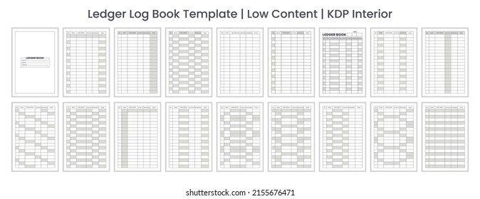 Ledger logbook template, Ledger notebook interior template