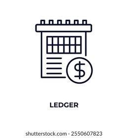 ledger  outline icon. Linear vector from cryptocurrency concept. Thin line ledger  icon isolated on white background