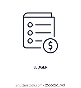 ledger outline icon.  Thin line icon from cryptocurrency collection. Editable vector isolated on white background