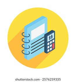 Ledger rounded isometric 3D. use for modern concept, print, UI, UX kit, web and app development. Vector EPS 10, related to education, business, finance, investment.