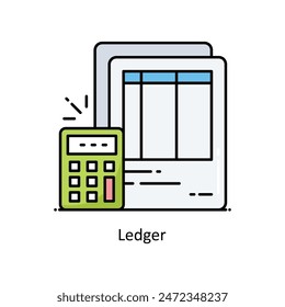 Ilustración de estilo de icono de esquema relleno de Vector contable. Símbolo sobre fondo blanco EPS 10 Archivo