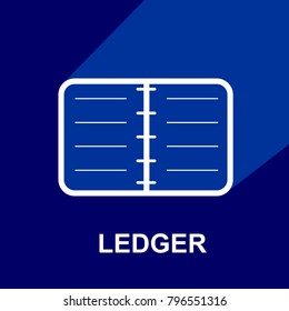 Ledger web icon with long shadow.  Vector Illustration.