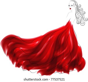 ledy in red; vector illustration