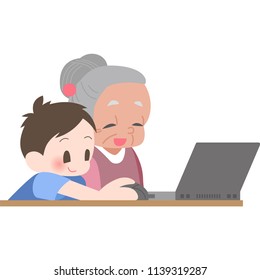 A ledy teaching the operation of a personal computer