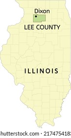 Lee County And City Of Dixon Location On Illinois State Map