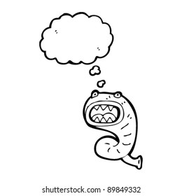 leech Cartoon-Charakter mit Gedankenblase