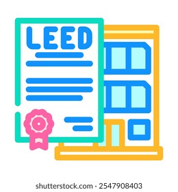 leed certification green building color icon vector. leed certification green building sign. isolated symbol illustration