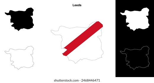 Leeds blank outline map set