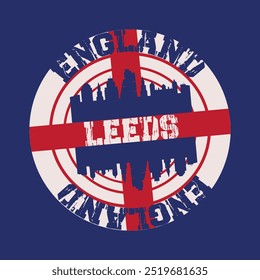 leeds city of england typography graphic print , Abstract fashion drawing and creative design for t-shirts, mugs, graphic tee, sweatshirt, cases, etc. Illustration in modern style for clothes