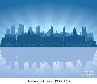 Leeds, England skyline with reflection in water