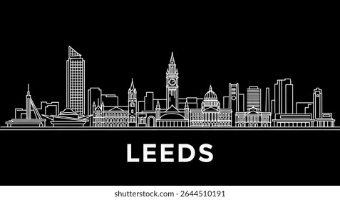 Leeds Skyline Cityscape vector silhouette.