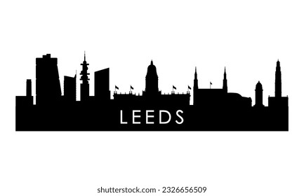 Leeds skyline silhouette. Diseño de la ciudad de Black Leeds aislado sobre fondo blanco. 