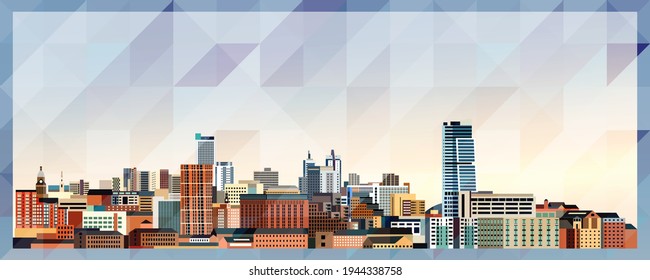 Leeds skyline vector colorful poster on beautiful triangular texture background