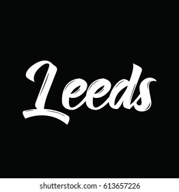 leeds, text design. Vector calligraphy. Typography poster. Usable as background.