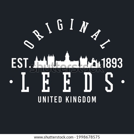 Leeds, UK Skyline Original. A Logotype Sports College and University Style. Illustration Design Vector City.