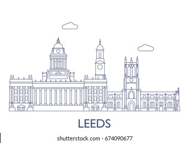 Leeds, United Kingdom. The most famous buildings of the city