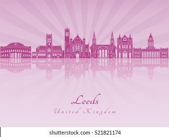 Leeds V2 skyline in purple radiant orchid in editable vector file