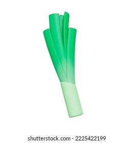 Leek 3d icon. A food plant. Garden and horticultural crop. Isolated object on transparent background