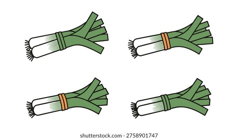 Leek Bundle Line art vector modern bold abstract color illustration