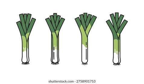 Leek Bundle Line art vector creative modern abstract color