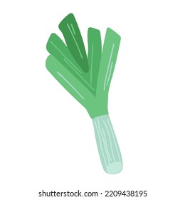 leek flat icon isolated on white. hand drawing