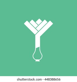 Leek Flat Icon On Green Background