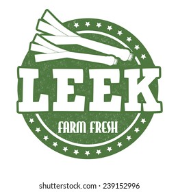 Leek grunge rubber stamp or label on white, vector illustration