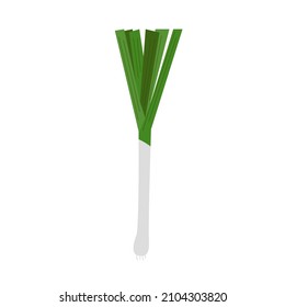 Leek icon. Green onions. Hand drawn shallot. Healthy food and fresh vegetables. Stock vector flat cartoon illustration on a white background.