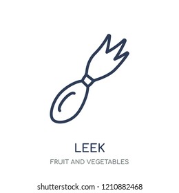 Leek icon. Leek linear symbol design from Fruit and vegetables collection. Simple outline element vector illustration on white background.