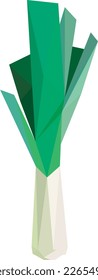 leek isolated. leek low poly. leek on white backgound.