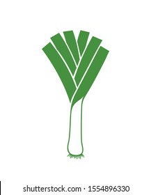 Leek logo.  Isolated leek on white background