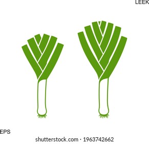 Leek logo.  Isolated leek on white background