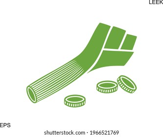 Leek logo.  Isolated leek on white background