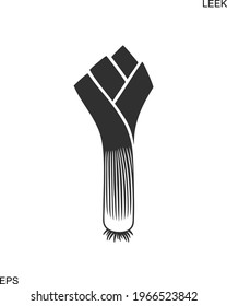 Leek logo.  Isolated leek on white background