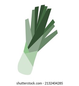 Leek on a white background in cartoon style. Diet, vegetables, harvest