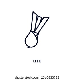 leek outline icon.  Thin line icon from gastronomy collection. Editable vector isolated on white background