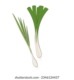 Logotipo De Ilustración Del Vector De Caricatura De Leek Y Scallion O Green Onion