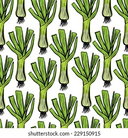 Leek seamless pattern